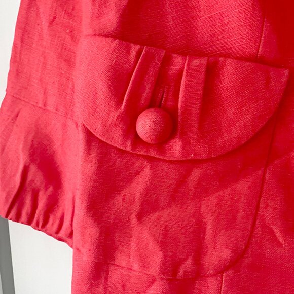 Women’s J. CREW 100% Linen Red Bell Sleeve Collared Blazer Jacket. Color is red - Picture 2 of 5